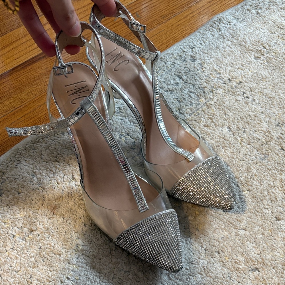 INC International Concepts Silver Embellished Heels